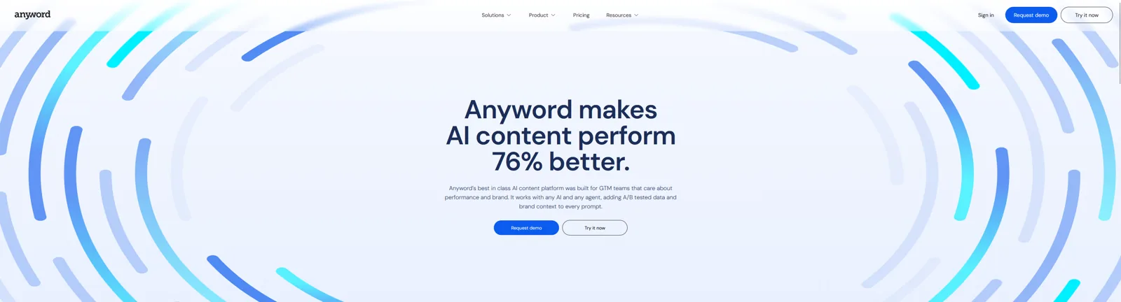 Aperçu de l'interface de Anyword.