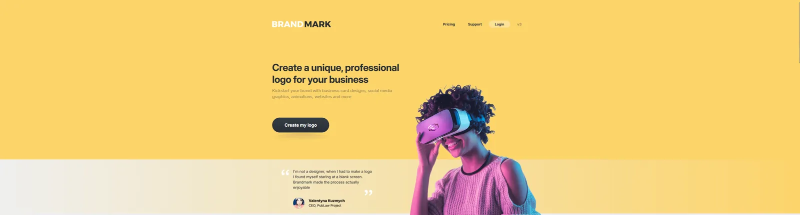 Aperçu de l'interface de Brandmark.