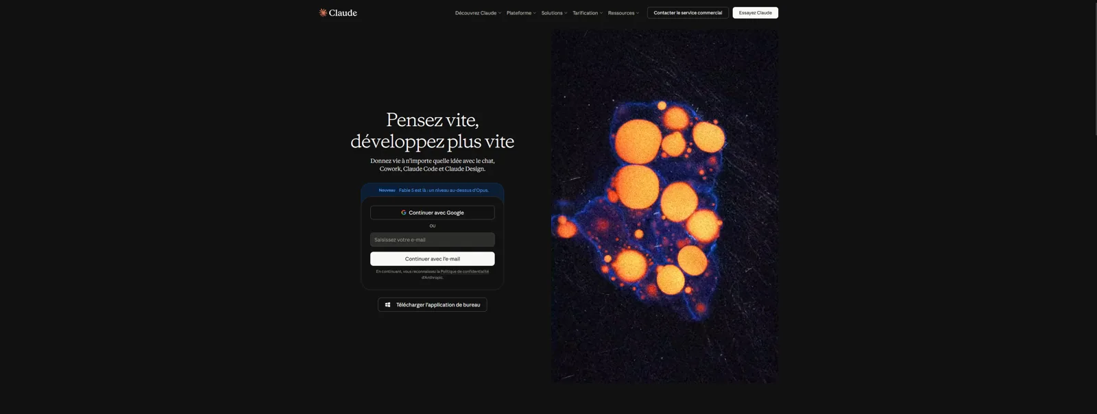Aperçu de l'interface de Claude.