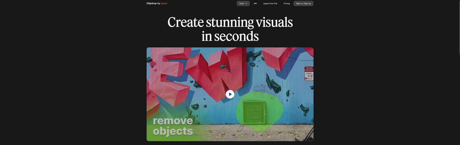 Aperçu de l'interface de Clipdrop.