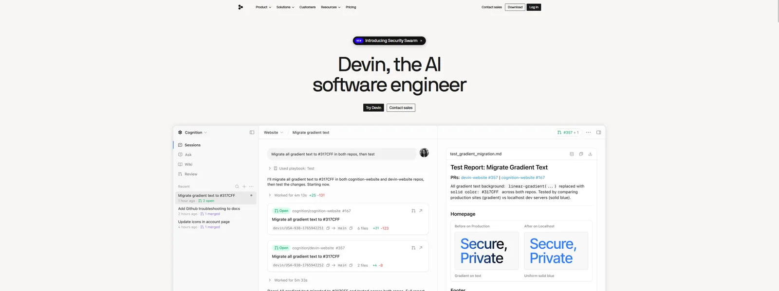 Aperçu de l'interface de Devin (Cognition).
