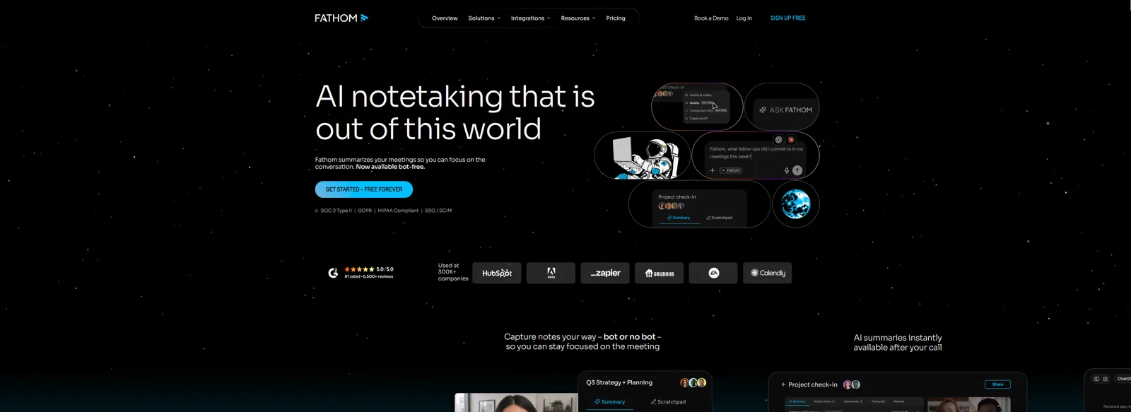 Aperçu de l'interface de Fathom.