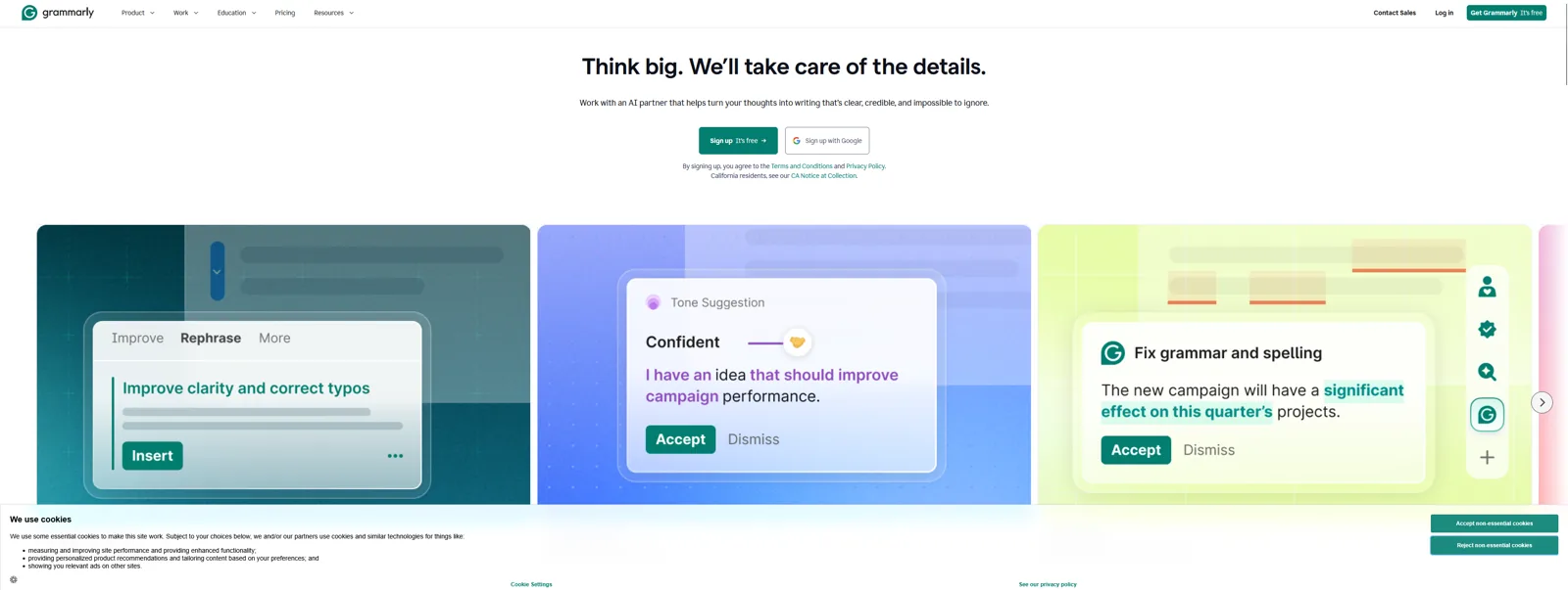 Aperçu de l'interface de Grammarly.