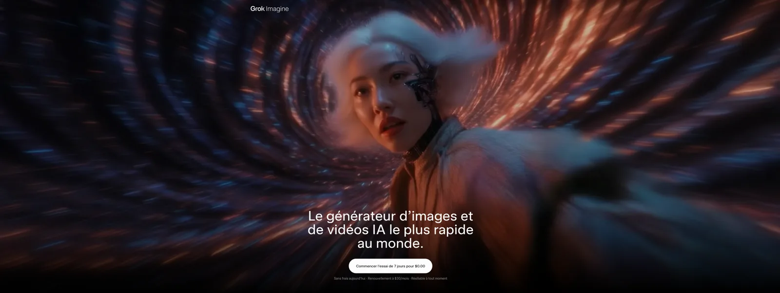 Aperçu de l'interface de Grok Imagine.