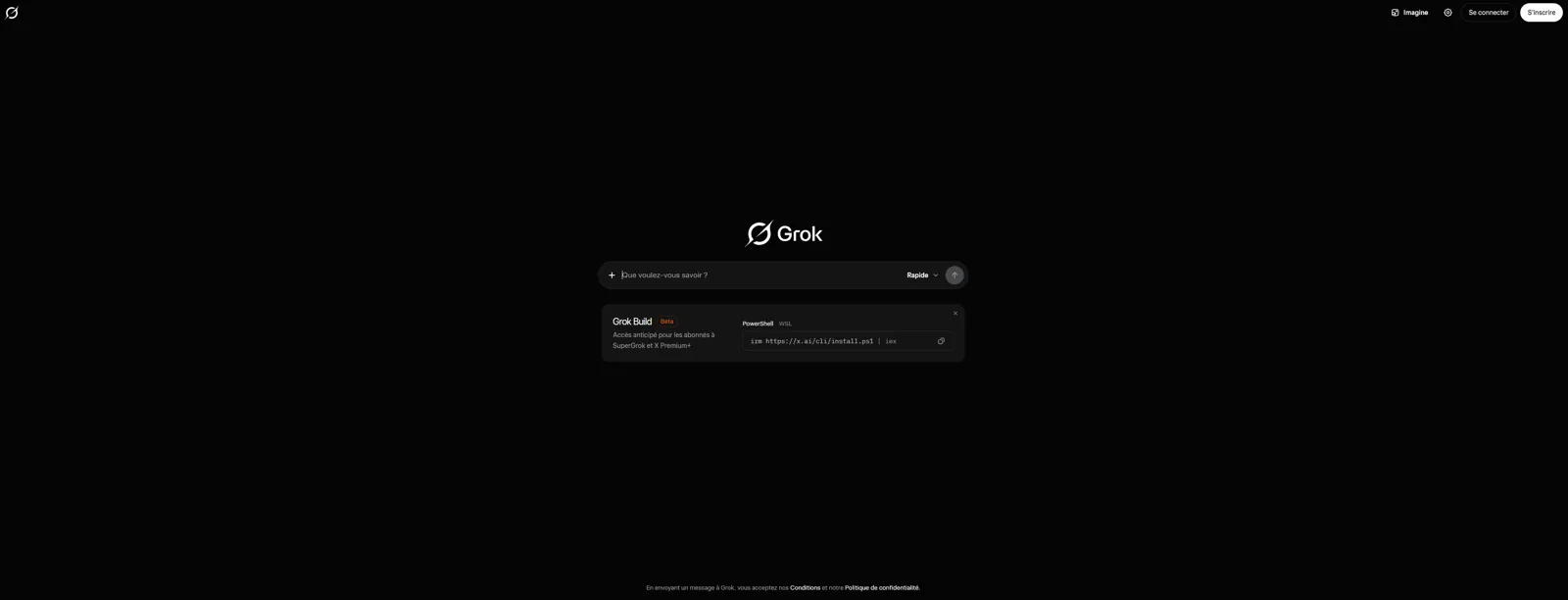 Aperçu de l'interface de Grok.