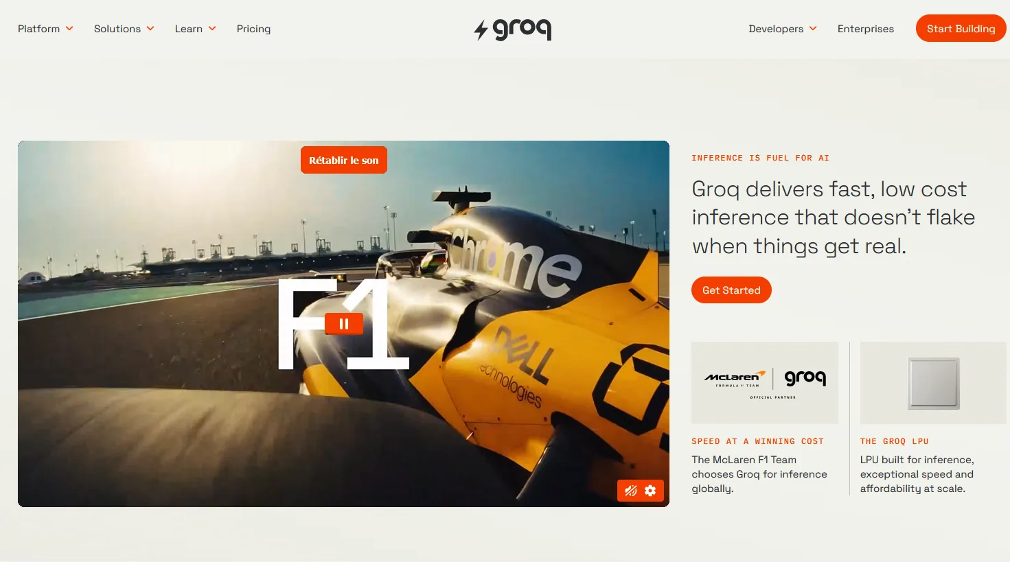 Aperçu de l'interface de Groq.