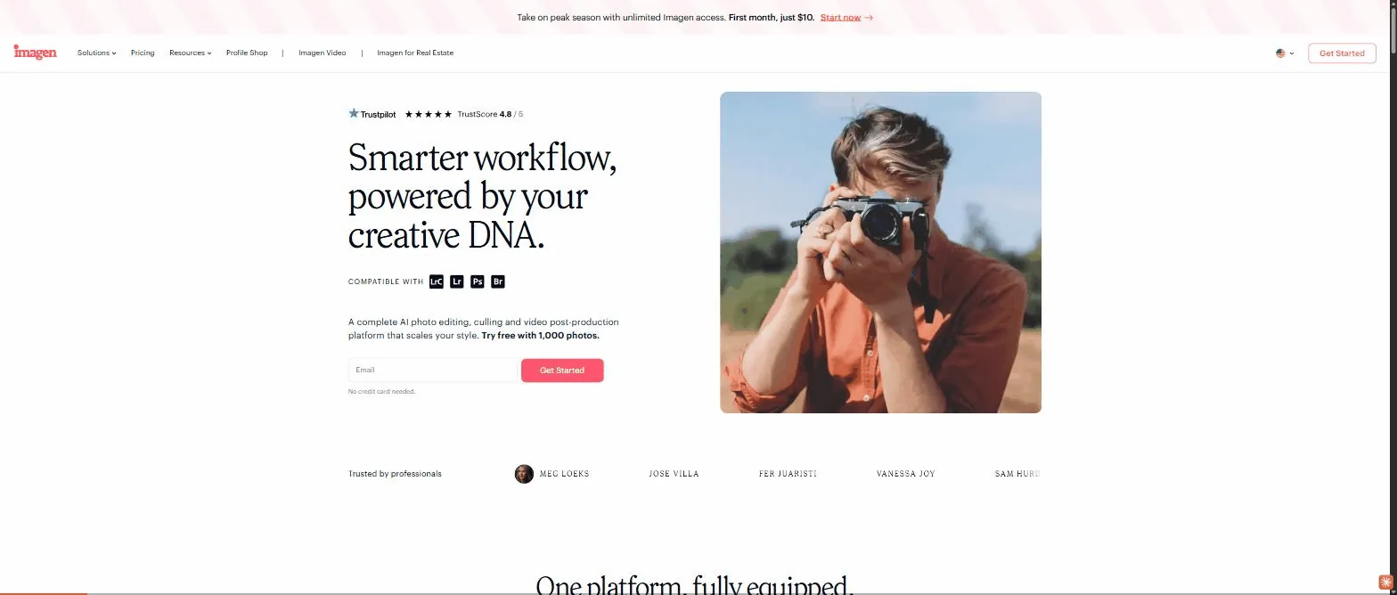 Aperçu de l'interface de Imagen AI.