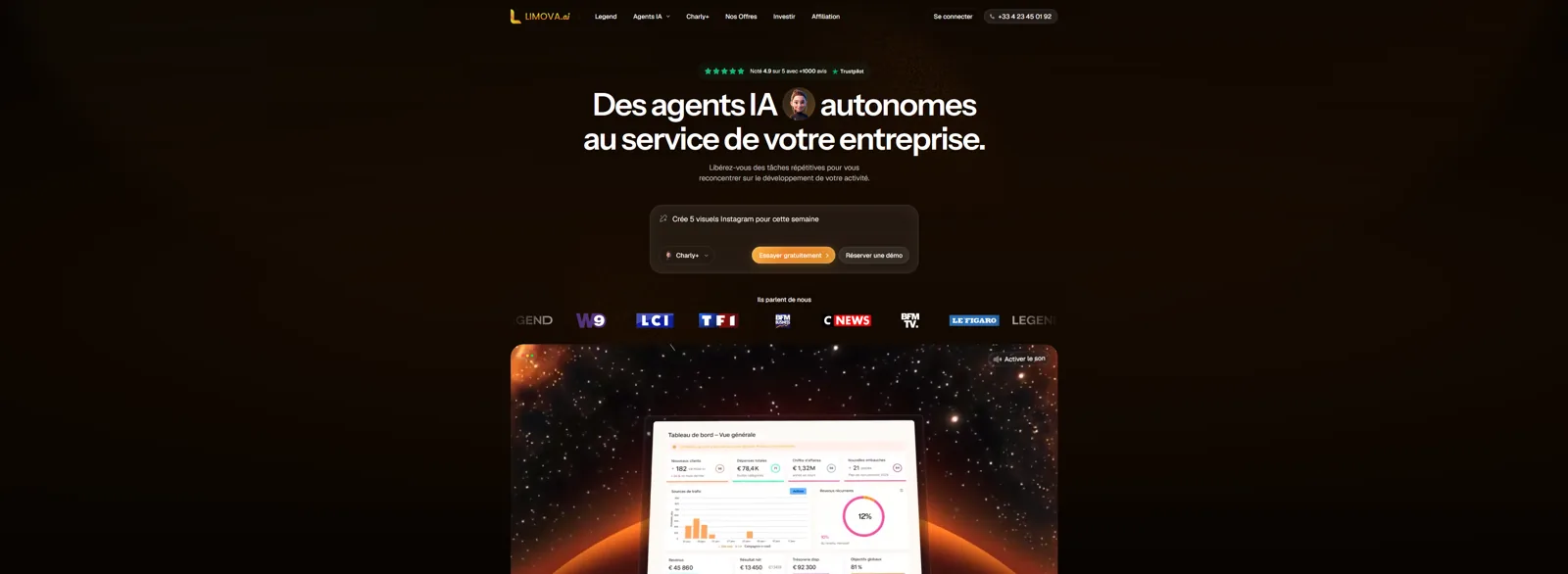 Aperçu de l'interface de Limova AI.