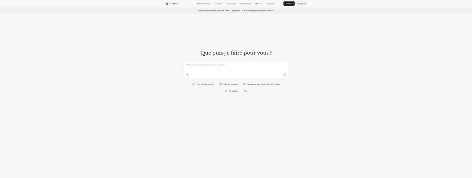 Aperçu de l'interface de Manus.