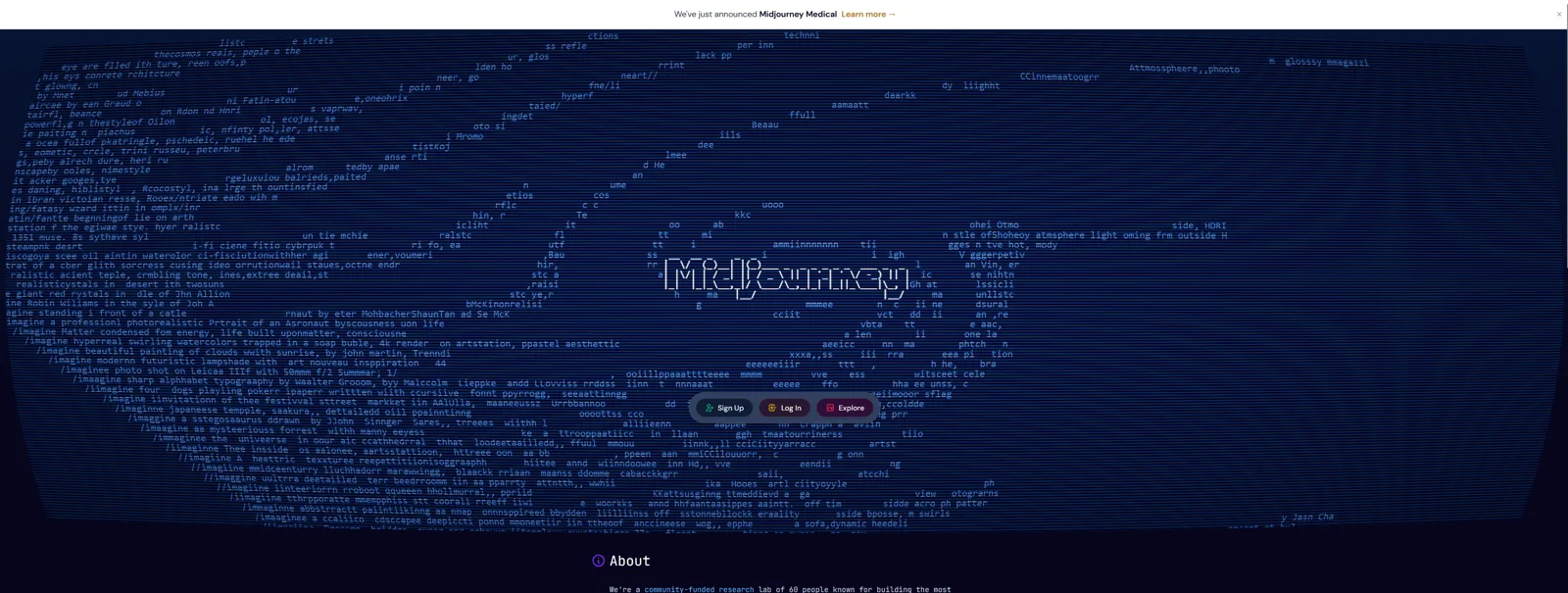 Aperçu de l'interface de Midjourney.