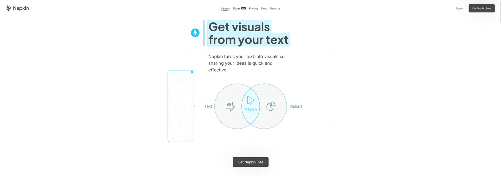 Aperçu de l'interface de Napkin AI.