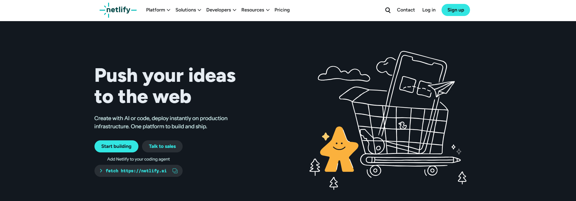 Aperçu de l'interface de Netlify.