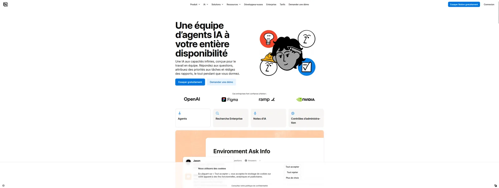 Aperçu de l'interface de Notion AI.