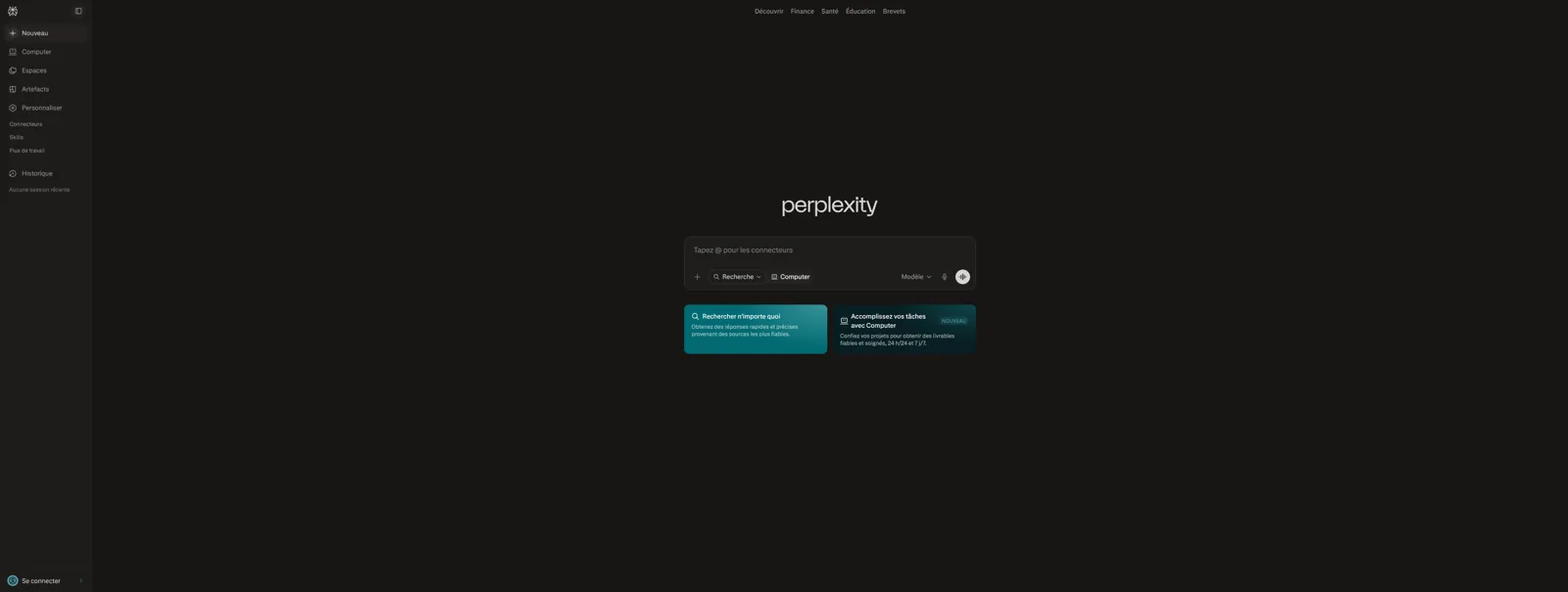 Aperçu de l'interface de Perplexity.