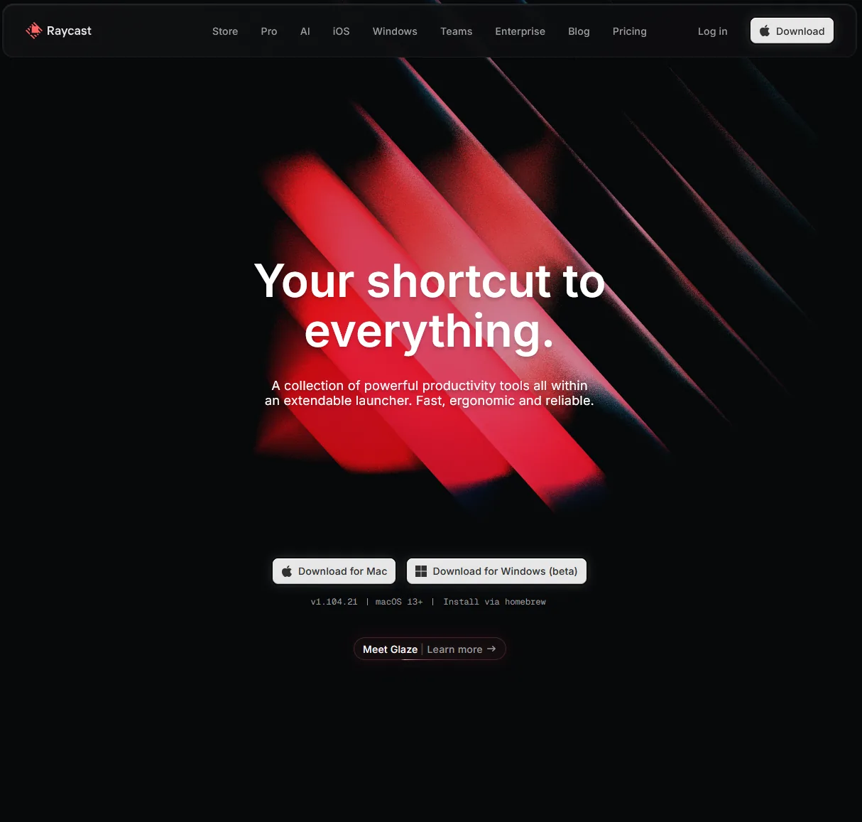 Aperçu de l'interface de Raycast.