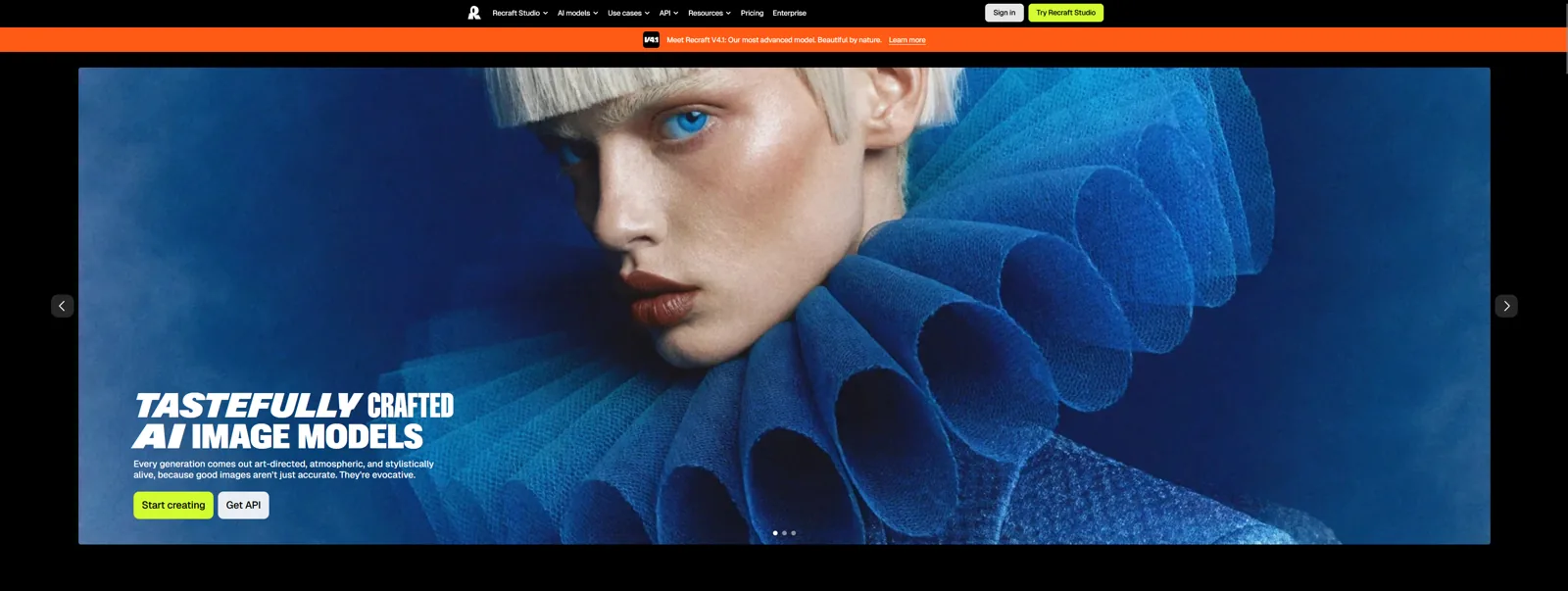 Aperçu de l'interface de Recraft.