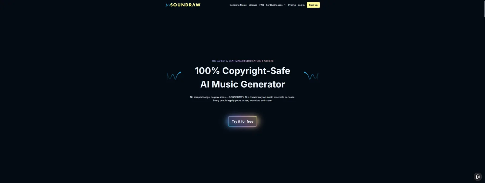 Aperçu de l'interface de Soundraw.
