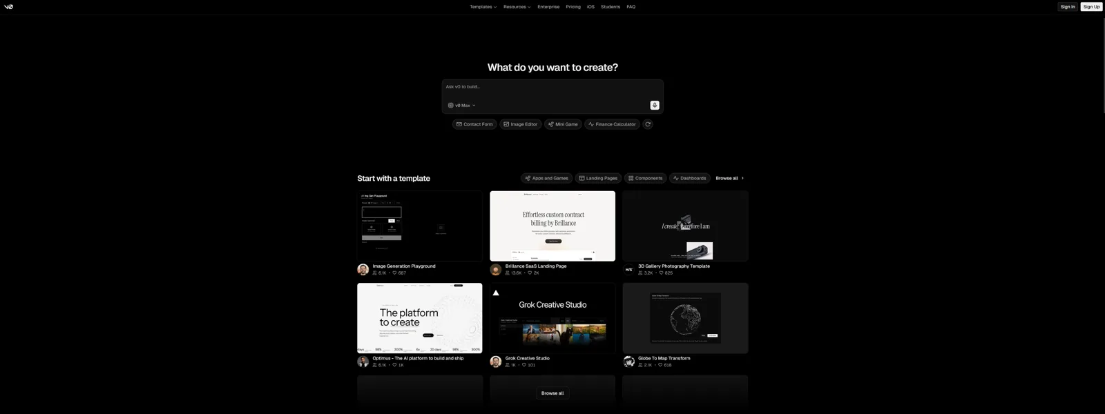 Aperçu de l'interface de v0.