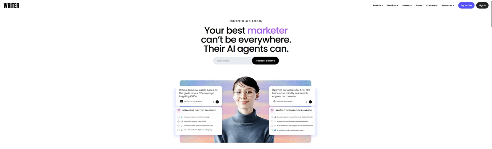 Aperçu de l'interface de Writer.com.